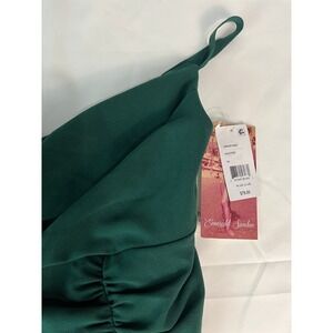 Emerald Sundae Hunter Green Ruched Slit Bodycon Midi Dress Plus Size 14 NWT